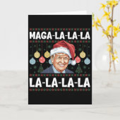メガ ラララ ドナルド トランプ POTUS 47 アグリー クリスマス カード (黄色い花)