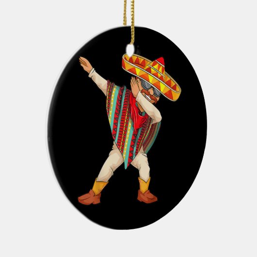 メキシおもしろいコのポンチョの男性の女性のクールダビング セラミックオーナメント (右)