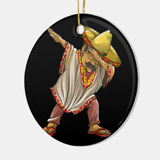 メキシおもしろいコのポンチョの男性の女性のクールダビング セラミックオーナメント (左)