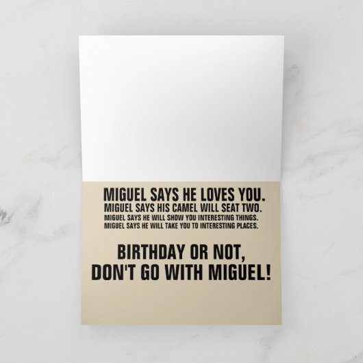 メキシおもしろいコ人男性誕生日グリーティングカード カード (内部)