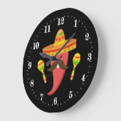 メキシおもしろいコ唐辛子デコ ラージ壁時計 (傾斜)