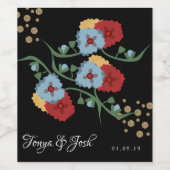 メキシかわいらしコ植物性フローラ緑フェイク金ゴールド ワインラベル (シングルラベル)