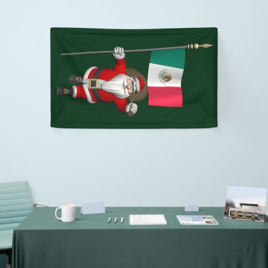 メキシすてきコ国旗を持つサンタクロース 横断幕 (トレードショー)