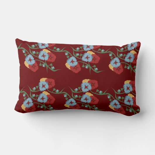 メキシはっきりしたコ花模様の緑のつる植物 ランバークッション (裏面)