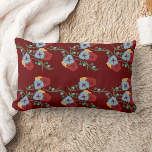 メキシはっきりしたコ花模様の緑のつる植物 ランバークッション (ブランケット)