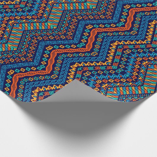 メキシアステカコの伝統的部族芸術のストライプ ラッピングペーパー (角)