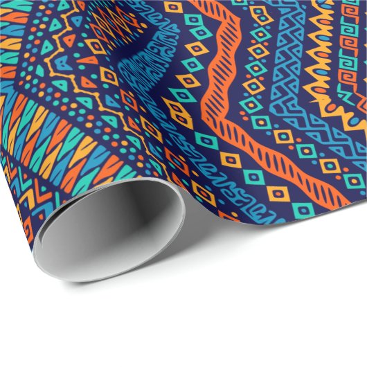 メキシアステカコの伝統的部族芸術のストライプ ラッピングペーパー (ロールコーナー)