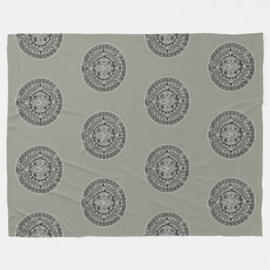 メキシアステカコの日石マイアンカレンダー1 フリースブランケット (正面(横))