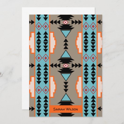 メキシアステカコ幾何学模様 サンキューカード (正面/裏面)