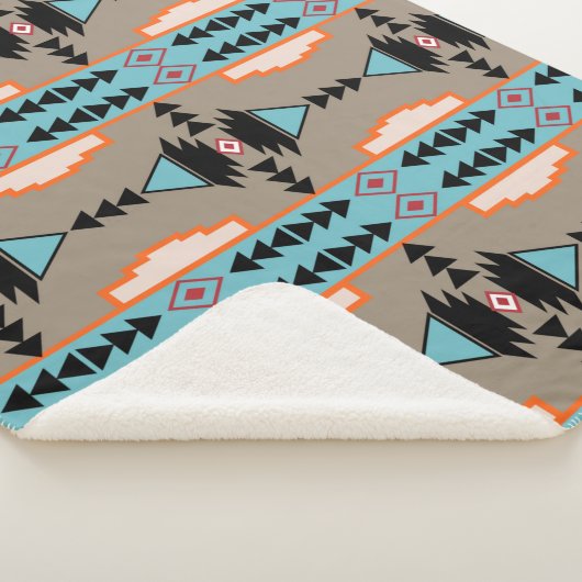 メキシアステカコ幾何学模様 シェルパブランケット (3/4)