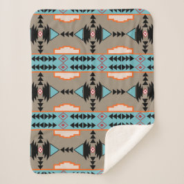 メキシアステカコ幾何学模様 シェルパブランケット
