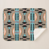 メキシアステカコ幾何学模様 シェルパブランケット (正面(横))