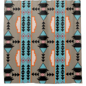 メキシアステカコ幾何学模様 シャワーカーテン (正面)