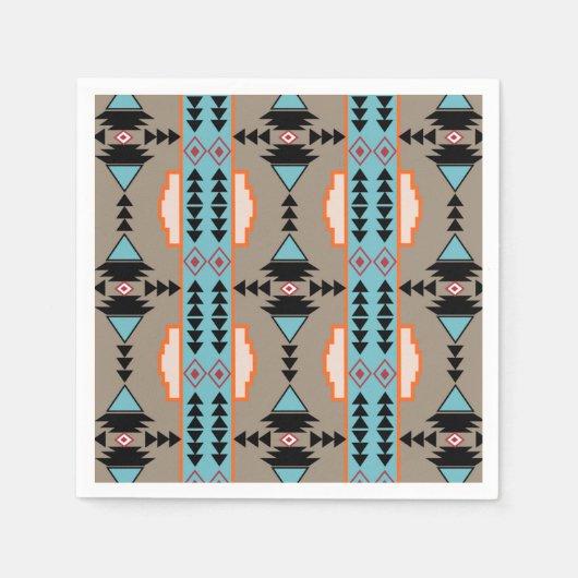 メキシアステカコ幾何学模様 スタンダードカクテルナプキン (正面)