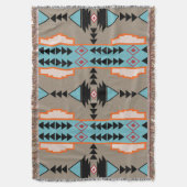 メキシアステカコ幾何学模様 スローブランケット (正面縦)