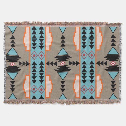 メキシアステカコ幾何学模様 スローブランケット (正面)