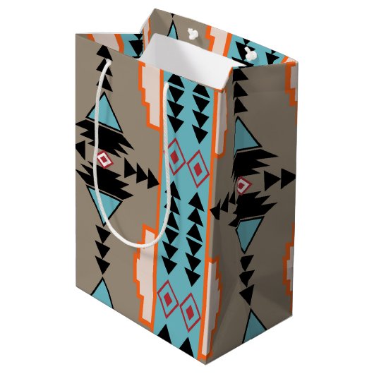 メキシアステカコ幾何学模様 ミディアムペーパーバッグ (裏面アングル)