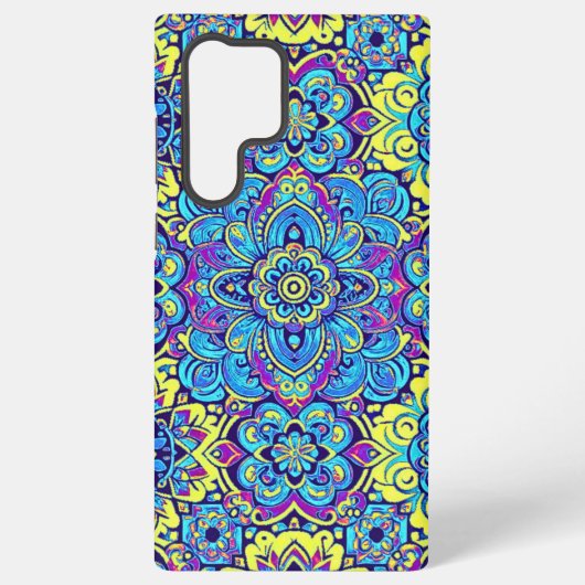 メキシインスパイアコデザインイエローブルー SAMSUNG GALAXYケース (裏面)