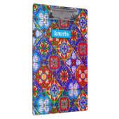 メキシエレガントコのタラベラの赤い青紫色のタイル クリップボード (右)