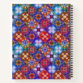 メキシエレガントコのタラベラの赤い青紫色のタイル ノートブック (裏面)