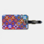 メキシエレガントコのタラベラの赤い青紫色のタイル ラゲッジタグ (裏面横)