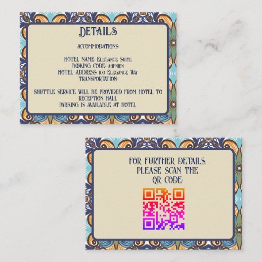メキシエレガントコのタルベ結婚ラ詳細QRコード エンクロージャーカード (正面/裏面)