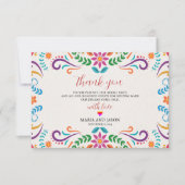 メキシエレガントコカラフルフローラ結婚フィエスタ サンキューカード (正面)