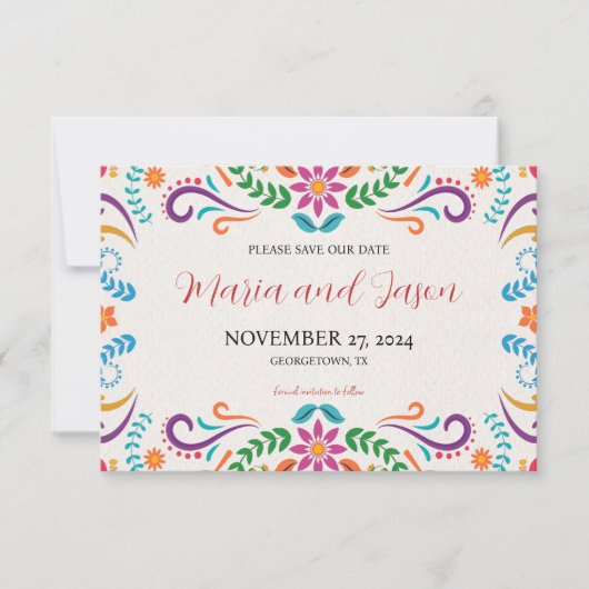メキシエレガントコカラフルフローラ結婚フィエスタ セーブザデート (正面)