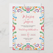 メキシエレガントコカラフルフローラ結婚フィエスタ 招待状 (正面)