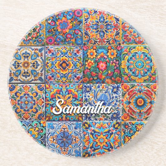 メキシエレガントコタラベラの赤い黄色のタイル コースター (正面)