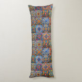 メキシエレガントコタラベラの赤い黄色のタイル ボディピロー (裏面 (縦))