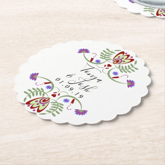 メキシエレガントコフォークの結婚花 |ミニハート ペーパーコースター (アングル)