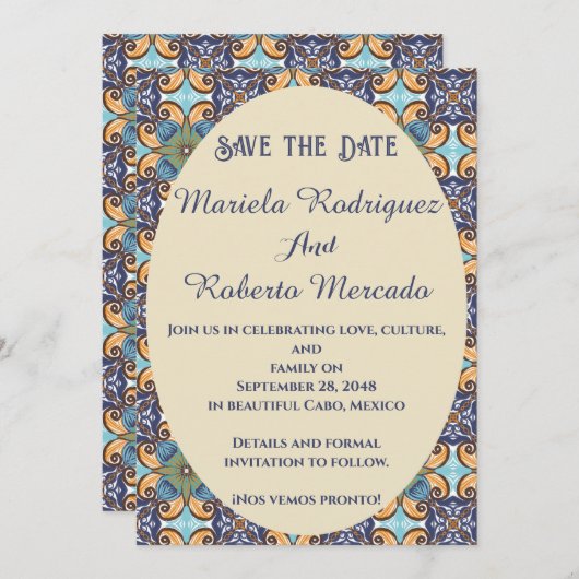 メキシエレガントコフローラタラベラ結婚楕円 セーブザデート (正面/裏面)