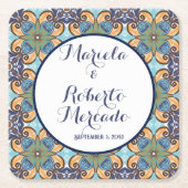 メキシエレガントコフローラタラベ結婚ラ スクエアペーパーコースター (正面)