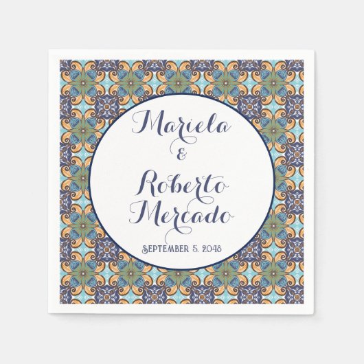 メキシエレガントコフローラタラベ結婚ラ スタンダードカクテルナプキン (正面)