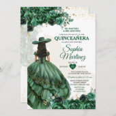 メキシエレガントコプリンセスエメラルドグリーンキンセアニラ 招待状 (正面/裏面)