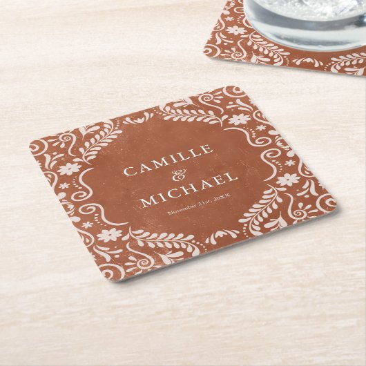 メキシエレガントコ結婚エル・ピカド・コースター スクエアペーパーコースター (アングル)