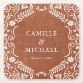 メキシエレガントコ結婚エル・ピカド・コースター スクエアペーパーコースター (正面)