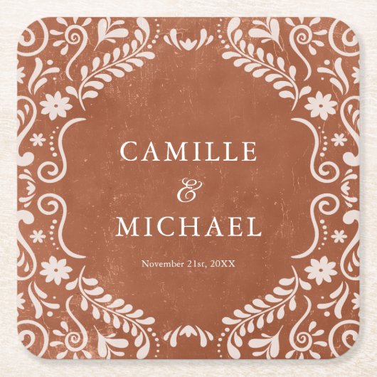 メキシエレガントコ結婚エル・ピカド・コースター スクエアペーパーコースター (正面)