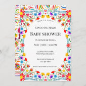 メキシエレガントコ花模様Cinco De Mayo Baby shower 招待状 (正面/裏面)
