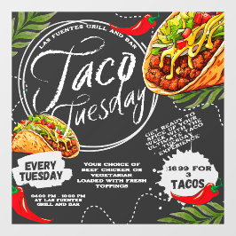 メキシカスタマイズコ・レストラン・タコ火曜日グラフィック ウィンドウサイン