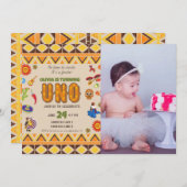 メキシカスタムコテーマ女子の最初の誕生日 招待状 (正面/裏面)