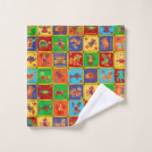 メキシカラフルアステカコ動物 バスタオルセット (ウォッシュタオル)