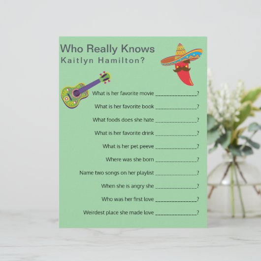 メキシカラフルコのフィエスタ赤ちゃんシャワー質問ゲーム (スタンド正面)