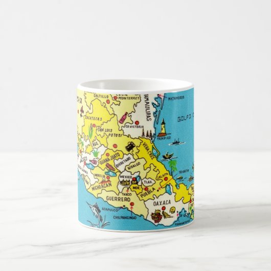 メキシカラフルコの地図 コーヒーマグカップ (中央)