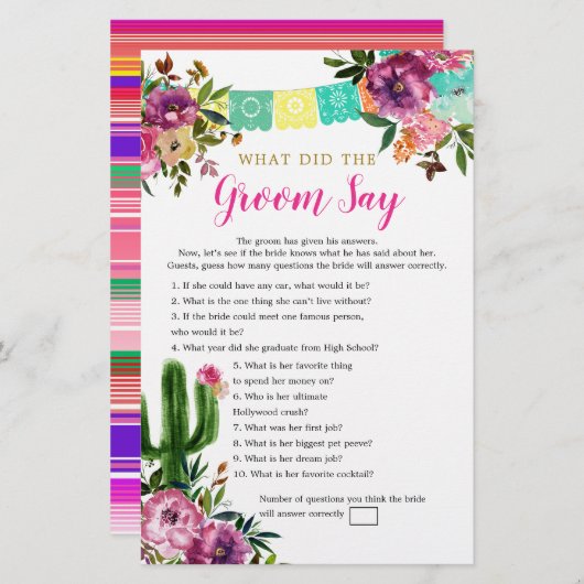 メキシカラフルコの愛の新郎がゲームを言う (正面/裏面)