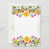 メキシカラフルコの花と金ゴールドグリッター 招待状 (裏面)