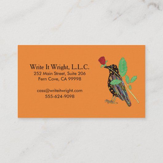 メキシカラフルコはっきりしたキシカンフォークアートオアクサカンクロウ&バラ 名刺 (裏面)