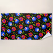 メキシカラフルコスタイル花パタエレガントーン ビーチタオル (正面)