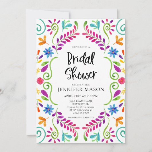 メキシカラフルコテーマフェスタブライダルシャワー 招待状 (正面)